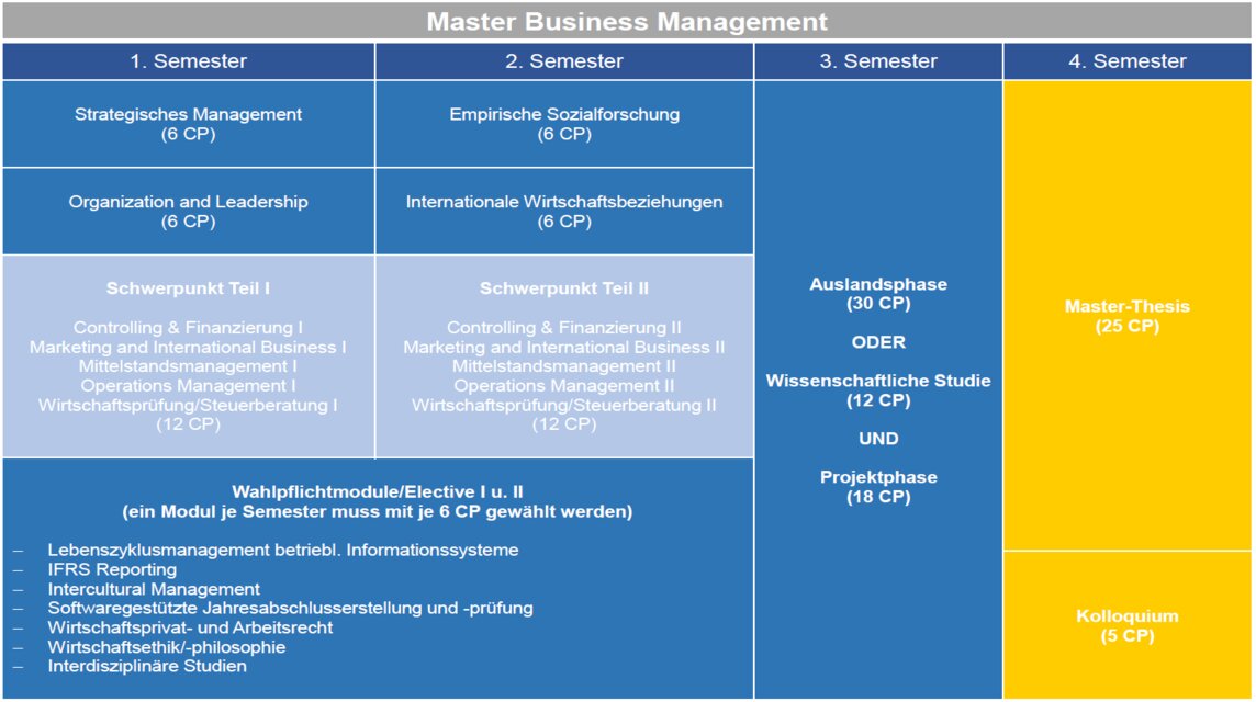 Abbildung Studienverlaufsplan Master of Science Business Management