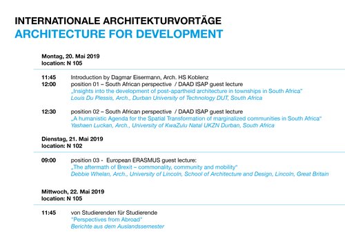 Programm internationale Architekturvorträge