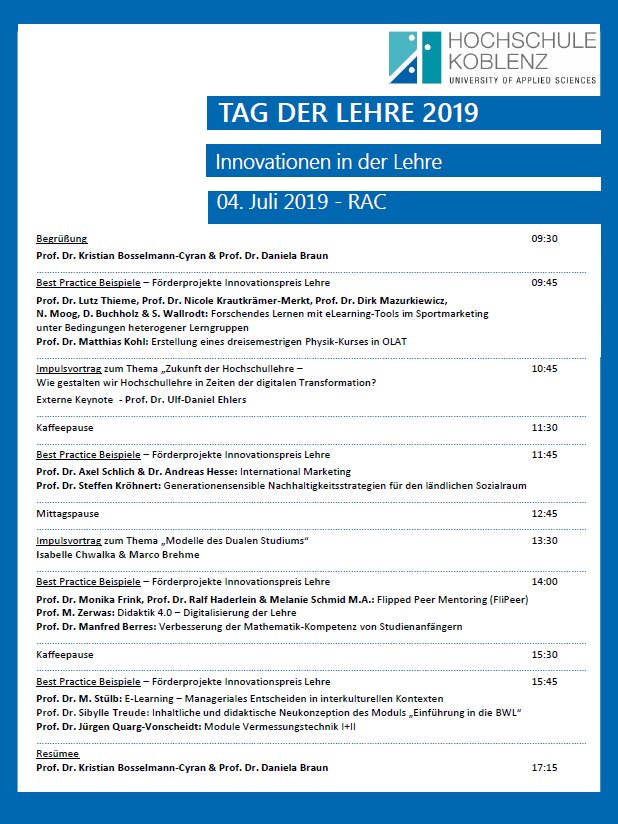 Programm Tag der Lehre 2019 mit Verlinkung zur Seite des Tag der Lehre 2019