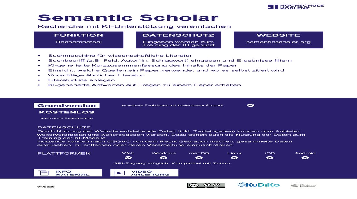 Tool-Steckbrief SemanticScholar