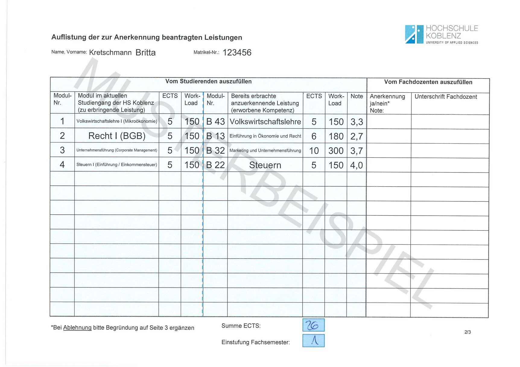 Antrag auf Anerkennung