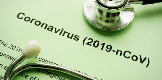 Coronavirus 2019-nCoV or Wuhan pneumonia virus and stethoscope.