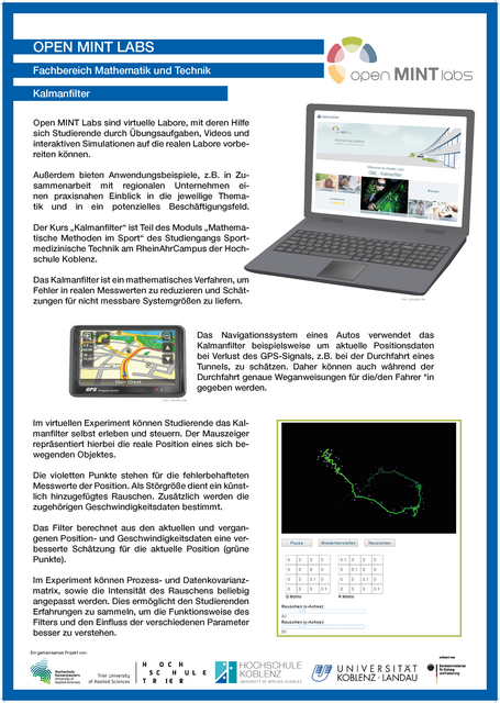 Poster zum virtuellen Labor "Kalmanfilter" vom Projekt Open MINT Labs mit Prof. Dr. Ulrich Hartmann