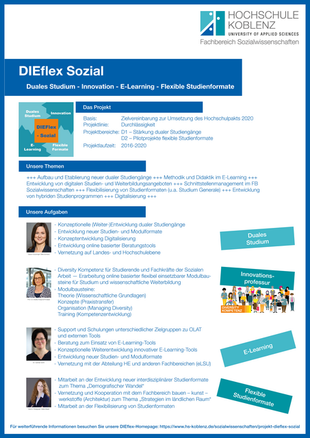 Poster zum Thema "DIEflex Sozial" von Dipl. Soz. Silke Schranz, Prof. Dr. Anette Kniephoff-Knebel, Dr. Carmen Sohn und Dipl. Päd. Heike Mayer