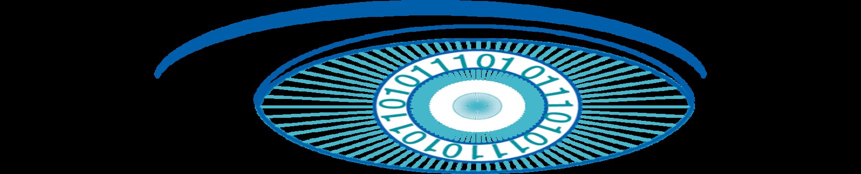 Ein Menschenauge auf der Iris dessen Zahlen eins und null im Kreis angeordnet sind.