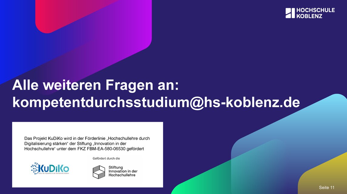Auswertung der Nutzungsdaten #kompetentdurchsstudium Folie 11