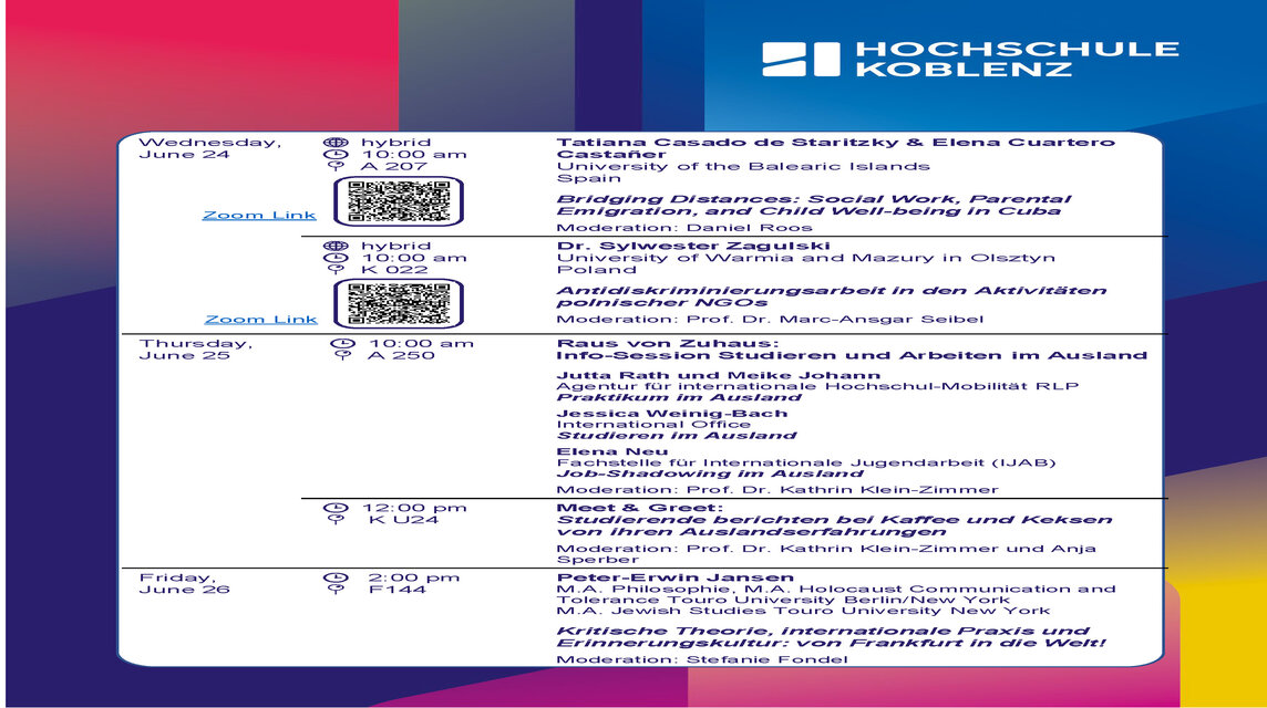 Programm der Internationalen Woche im FB SW