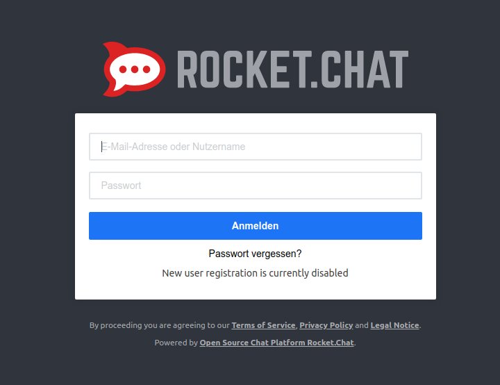 Rocket.Chat Anmeldefenster Browserversion