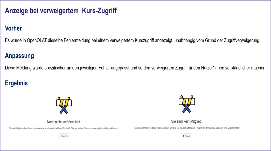 Anzeige bei verweigertem Kurs-Zugriff