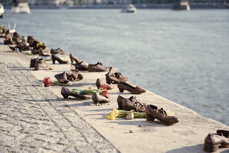 Shoes on the Danube embankment