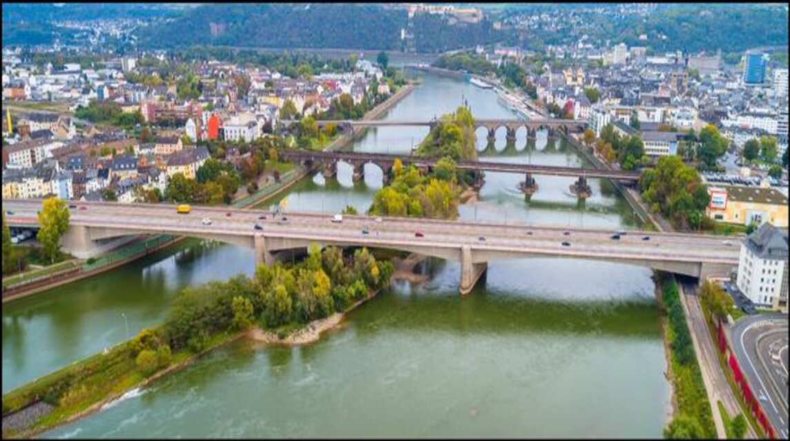 Blick über Koblenz, Mosel: Umwelt, Wasser- und Infrastruktur sind zentrale Aspekte