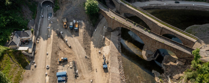 Luftaufnahme Ahrtal nach der Flutkatastrophe