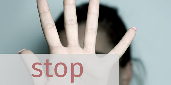 text stop discrimination and woman asking to stop