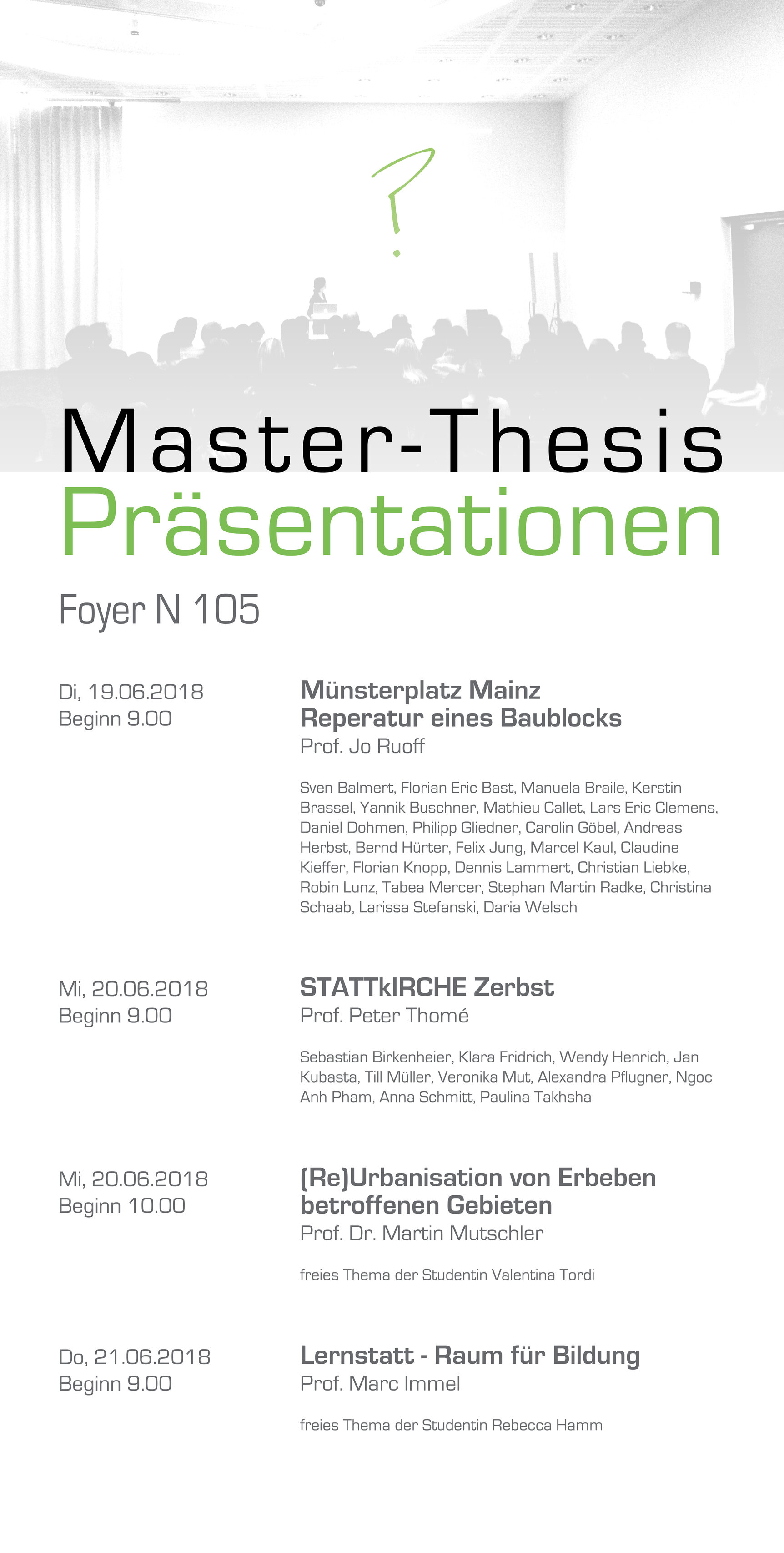 Programm Master-Thesis-Präsentationen