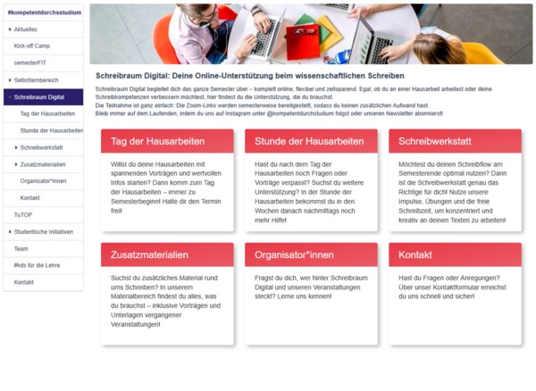 Screenshot des "Schreibraum Digital" im Olat-Kurs #kompetentdurchsstudium