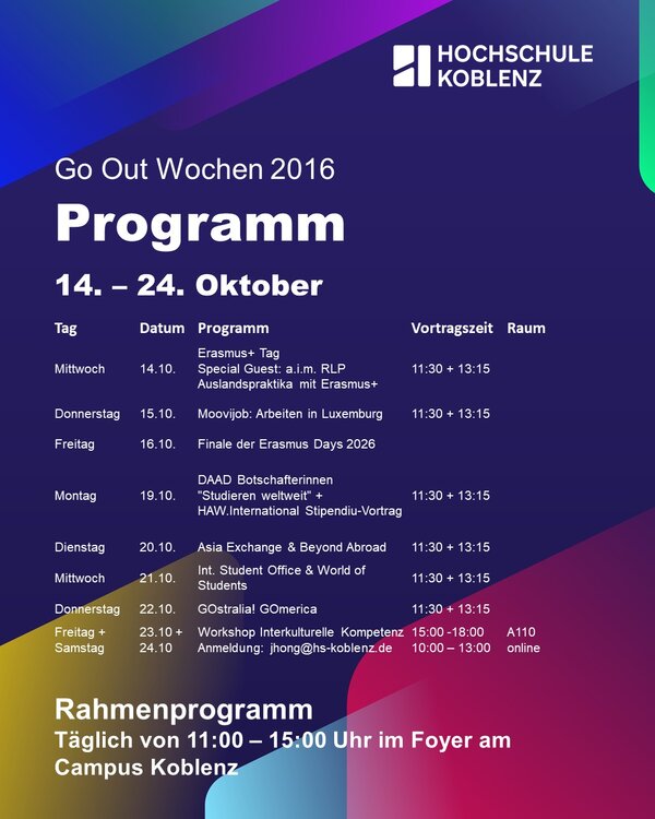 Programm GO Out Wochen