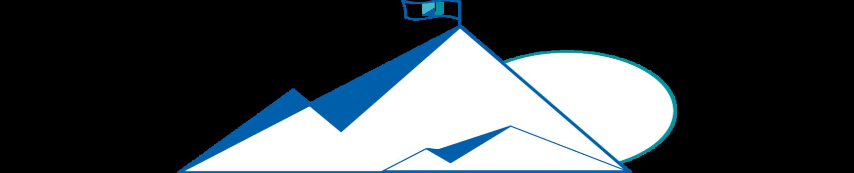 Ein Berg, auf der Spitze dessen die Flagge mit dem Hochschullogos steht.