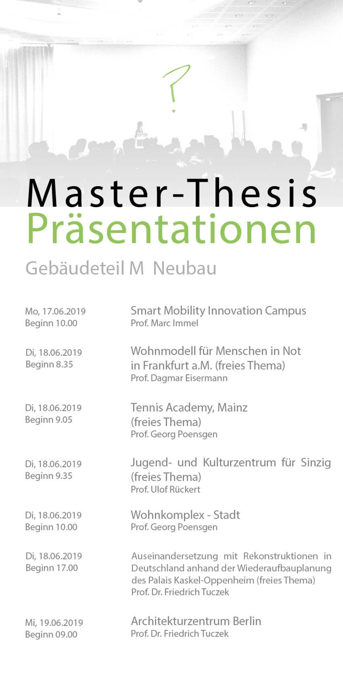 Programm Masterthesis Präsentationen