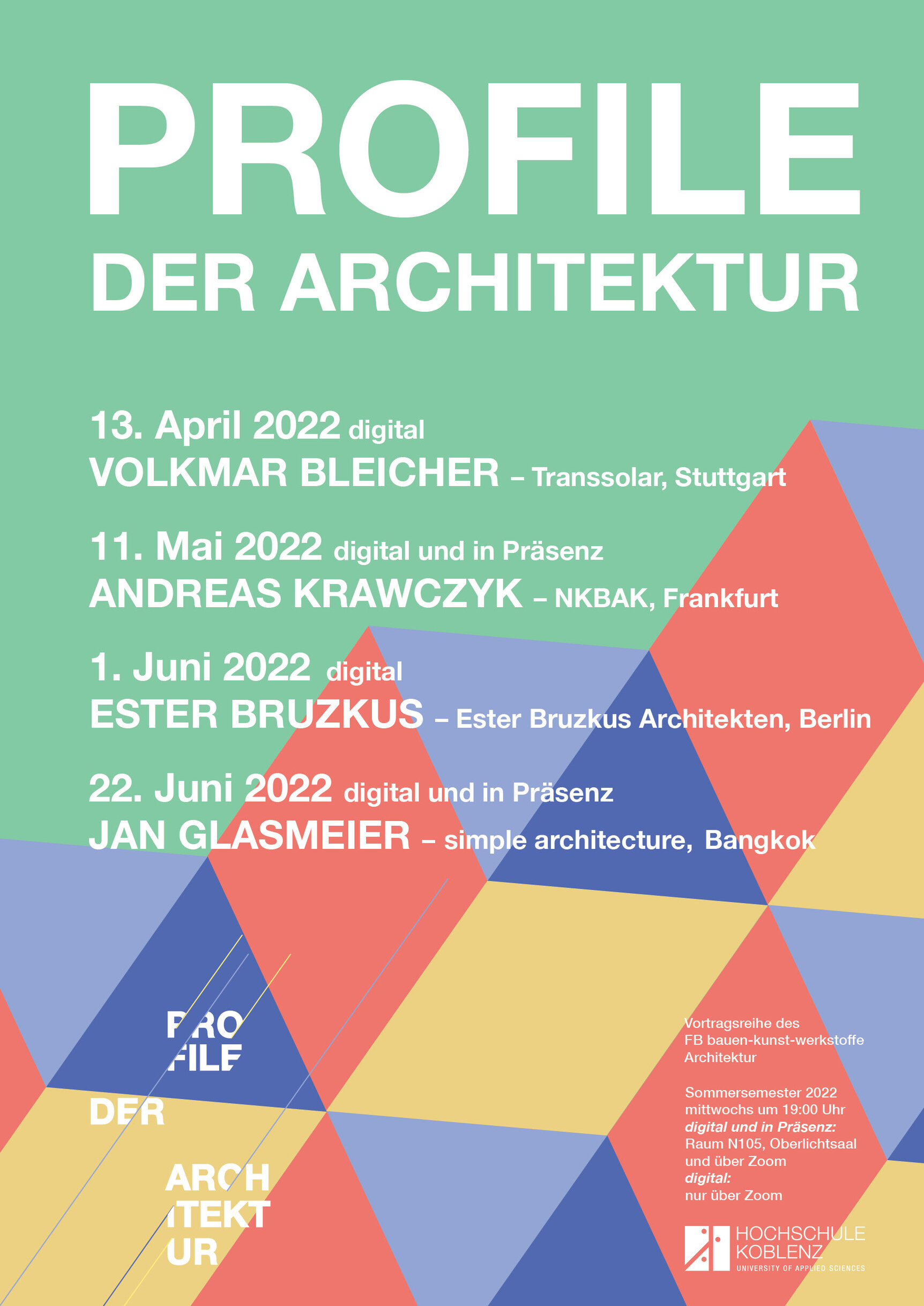 Plakat der Vortragsreihe PROFILE DER ARCHITEKTUR 2022