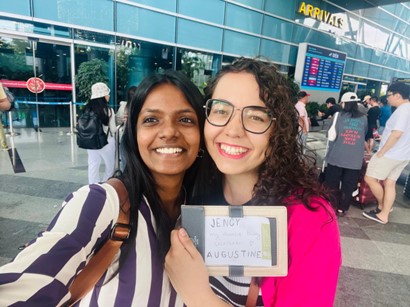Students in front of the airport